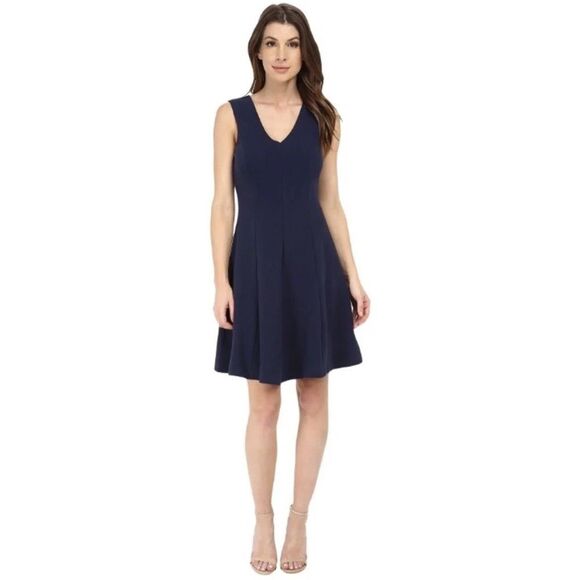 Lilly Pulitzer Dahlia Fit & Flare Dress Women's Size Small Navy Blue V-Neck - Picture 1 of 10